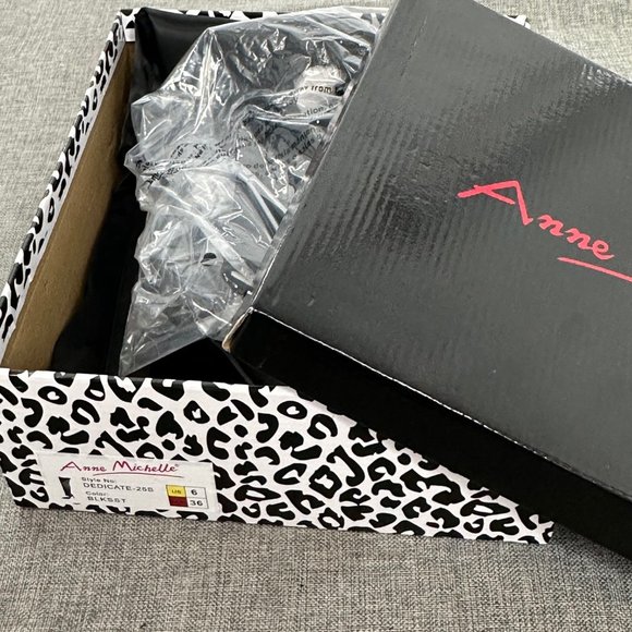 Anne Michelle Womens Over The Knee‎ Boots Size 6 Black Stiletto Pointy Toe Satin - Picture 11 of 11